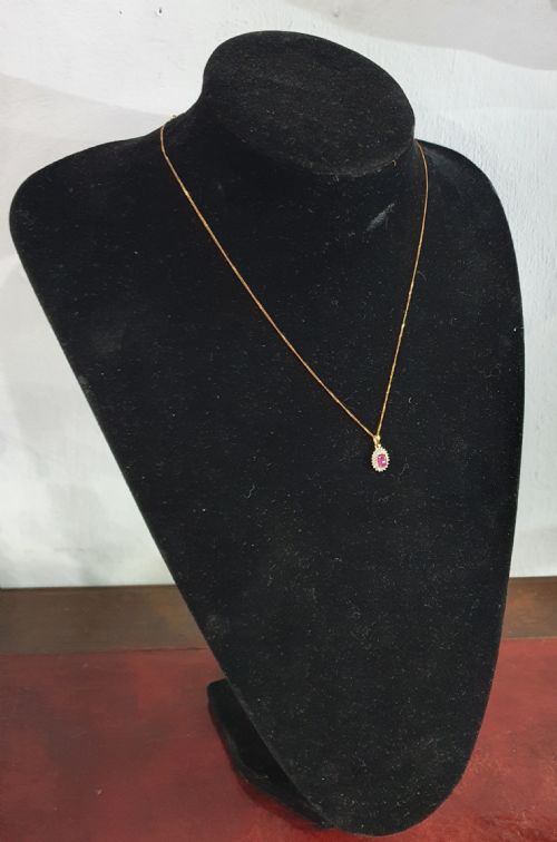 RUBY DIAMOND PENDANT WITH CHAIN 9CT GOLD - ADDITIONAL PHOTO 7