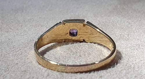 1920S AMETHYST 9CT GOLD SIGNET RING SIZE T - ADDITIONAL PHOTO 7
