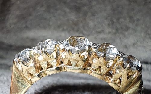 FIVE STONE WHITE SAPPHIRE 18CT GOLD RING C1930 SIZE T - ADDITIONAL PHOTO 4