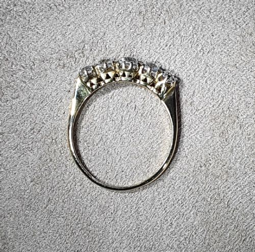 FIVE STONE WHITE SAPPHIRE 18CT GOLD RING C1930 SIZE T - ADDITIONAL PHOTO 7