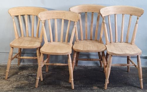set of four victorian beechwood farmhouse kitchen chairs c1880 - CATEGORY: ANTIQUE CHAIRS - DATED VICTORIAN