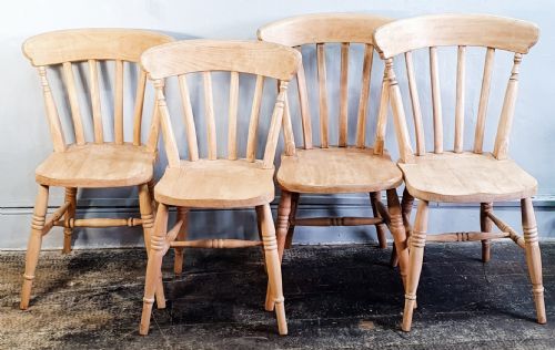 SET OF FOUR VICTORIAN BEECHWOOD FARMHOUSE KITCHEN CHAIRS C1880 - ADDITIONAL PHOTO 1