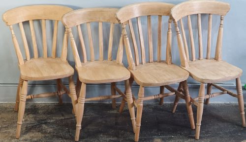 SET OF FOUR VICTORIAN BEECHWOOD FARMHOUSE KITCHEN CHAIRS C1880 - ADDITIONAL PHOTO 3