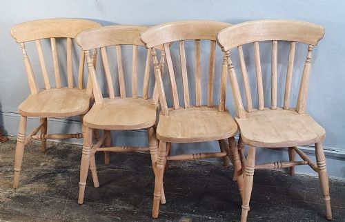 SET OF FOUR VICTORIAN BEECHWOOD FARMHOUSE KITCHEN CHAIRS C1880 - ADDITIONAL PHOTO 4