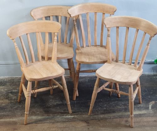 SET OF FOUR VICTORIAN BEECHWOOD FARMHOUSE KITCHEN CHAIRS C1880 - ADDITIONAL PHOTO 5