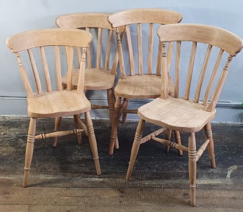 SET OF FOUR VICTORIAN BEECHWOOD FARMHOUSE KITCHEN CHAIRS C1880 - ADDITIONAL PHOTO 6