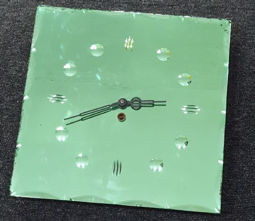 ART DECO GREEN GLASS WALL CLOCK C1930 - ADDITIONAL PHOTO 1