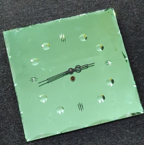 ART DECO GREEN GLASS WALL CLOCK C1930 - ADDITIONAL PHOTO 2