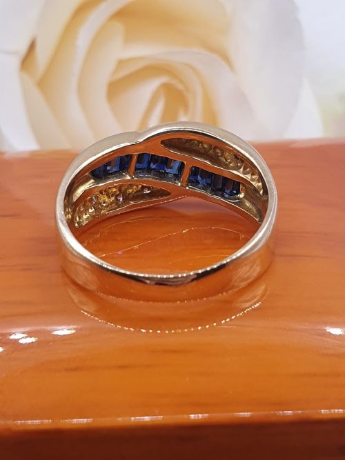 VINTAGE SAPPHIRE DIAMOND 18CT GOLD RING SIZE O - ADDITIONAL PHOTO 5