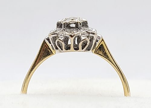 VINTAGE DIAMOND CLUSTER RING MARKED 18CT O - ADDITIONAL PHOTO 6
