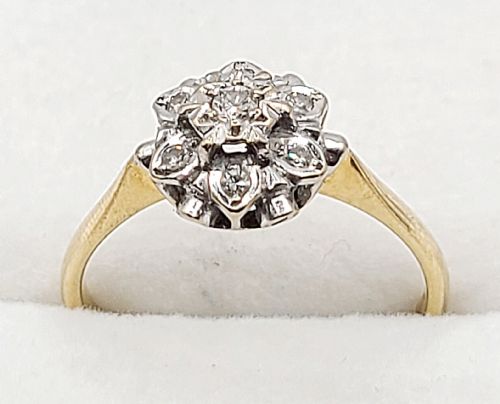 VINTAGE DIAMOND CLUSTER RING MARKED 18CT O - ADDITIONAL PHOTO 7