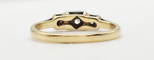 ART DECO DIAMOND TRILOGY PLATINUM SET 18CT GOLD RING K12 - ADDITIONAL PHOTO 4