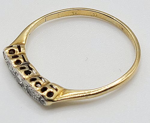 ART DECO 5 STONE DIAMOND PLATINUM 18 T GOLD RING P - ADDITIONAL PHOTO 5