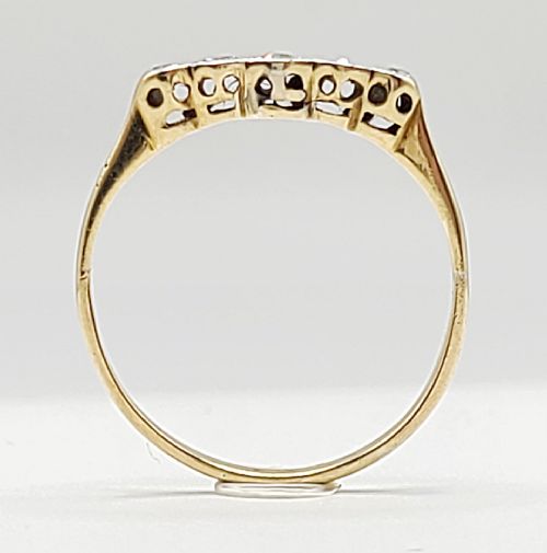 ART DECO 5 STONE DIAMOND PLATINUM 18 T GOLD RING P - ADDITIONAL PHOTO 6