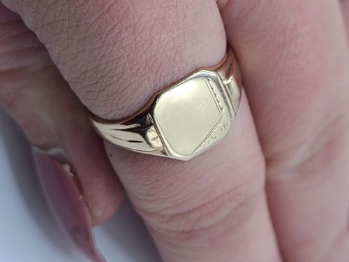 ARTDECO 9CT GOLD SIGNET RING T12 - ADDITIONAL PHOTO 2