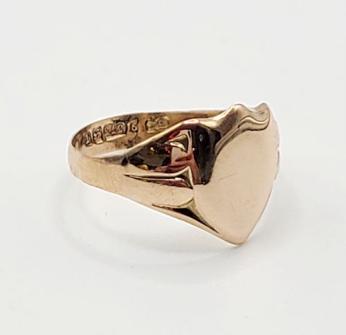 EDWARDIAN ART DECO MEN'S ROSE GOLD SHEILD CREST SIGNET RING R12 - ADDITIONAL PHOTO 1