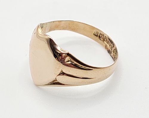 EDWARDIAN ART DECO MEN'S ROSE GOLD SHEILD CREST SIGNET RING R12 - ADDITIONAL PHOTO 3