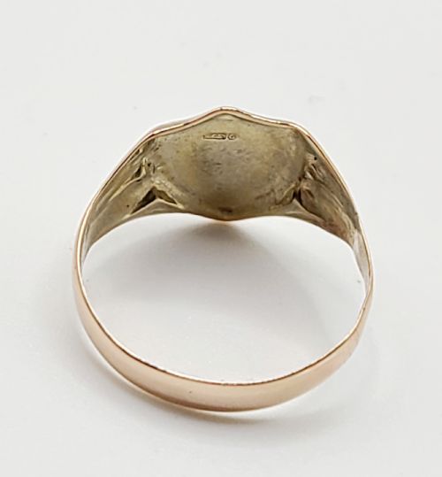 EDWARDIAN ART DECO MEN'S ROSE GOLD SHEILD CREST SIGNET RING R12 - ADDITIONAL PHOTO 4