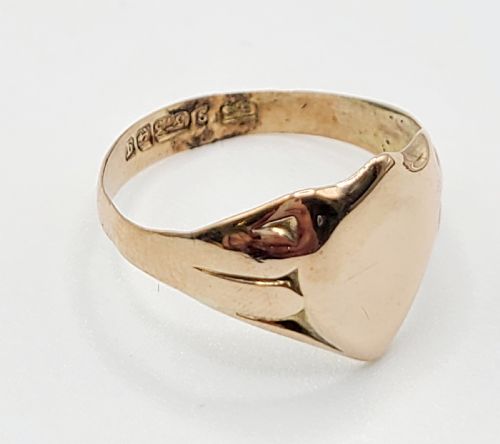 EDWARDIAN ART DECO MEN'S ROSE GOLD SHEILD CREST SIGNET RING R12 - ADDITIONAL PHOTO 5