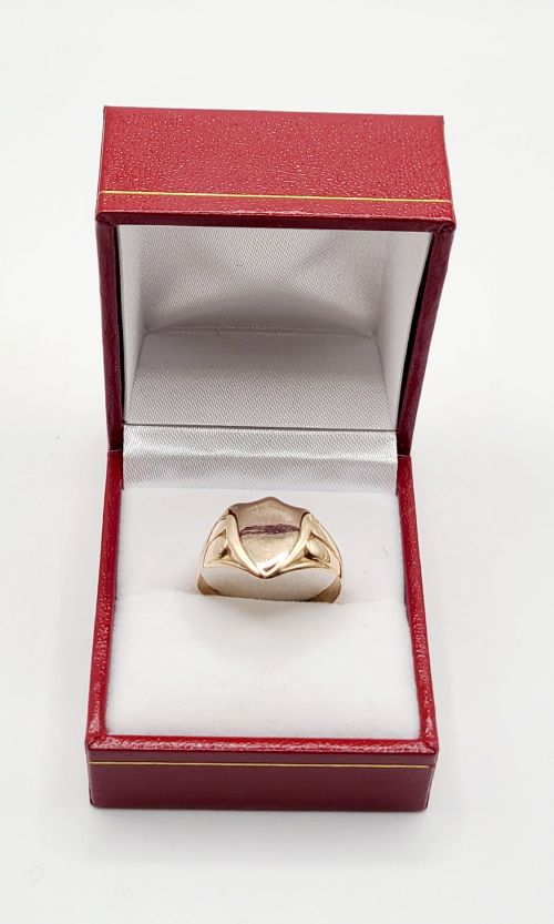 EDWARDIAN ART DECO MEN'S ROSE GOLD SHEILD CREST SIGNET RING R12 - ADDITIONAL PHOTO 7