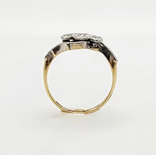 ART DECO PLATINUM SET DIAMOND TRILOGY SWIRL RING 18CT GOLD SIZE K - ADDITIONAL PHOTO 7