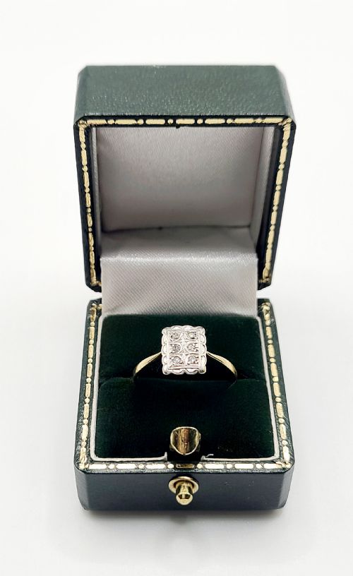 1920S ART DECO PLATINUM DIAMOND 18CT GOLD PANEL RING SIZE O - ADDITIONAL PHOTO 1