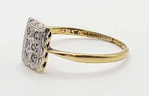 1920S ART DECO PLATINUM DIAMOND 18CT GOLD PANEL RING SIZE O - ADDITIONAL PHOTO 2