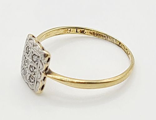 1920S ART DECO PLATINUM DIAMOND 18CT GOLD PANEL RING SIZE O - ADDITIONAL PHOTO 5
