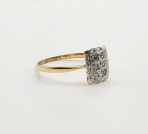 1920S ART DECO PLATINUM DIAMOND 18CT GOLD PANEL RING SIZE O - ADDITIONAL PHOTO 6
