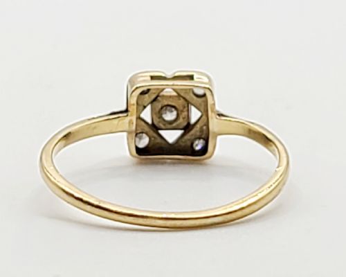 ART DECO DIAMOND PLATINUM SET 18CT GOLD RING C1930S SIZE N - ADDITIONAL PHOTO 4