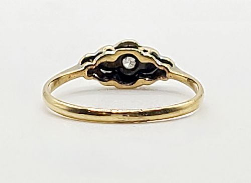 ART DECO DIAMOND PLATINUM SET 18CT GOLD GEOMETRIC RING C1930S SIZE K12 - ADDITIONAL PHOTO 5