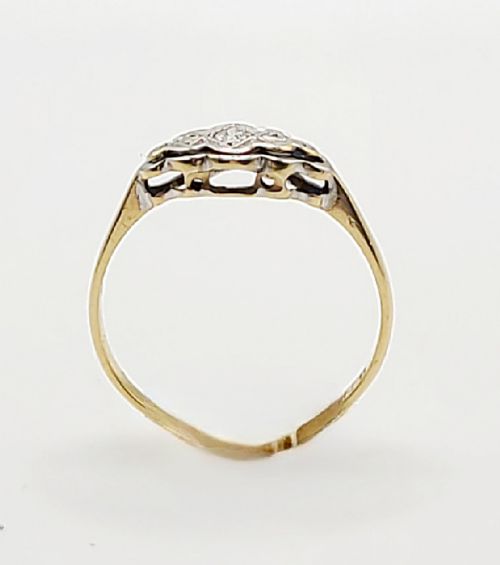 ART DECO DIAMOND PLATINUM SET 18CT GOLD GEOMETRIC RING C1930S SIZE K12 - ADDITIONAL PHOTO 7