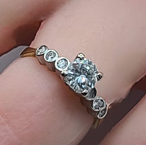 ART DECO RING SET WITH 7 DIAMONDS ON 18CT GOLD SIZE J12 - ADDITIONAL PHOTO 2