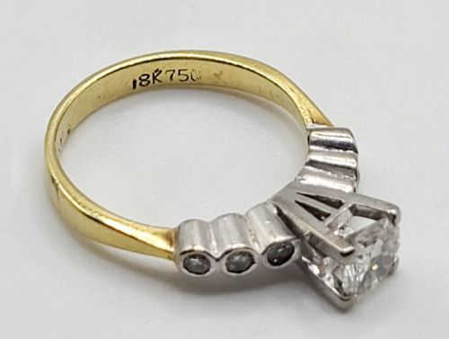 ART DECO RING SET WITH 7 DIAMONDS ON 18CT GOLD SIZE J12 - ADDITIONAL PHOTO 3