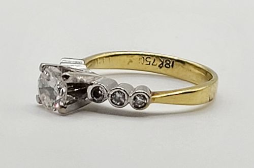 ART DECO RING SET WITH 7 DIAMONDS ON 18CT GOLD SIZE J12 - ADDITIONAL PHOTO 5