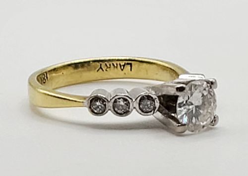 ART DECO RING SET WITH 7 DIAMONDS ON 18CT GOLD SIZE J12 - ADDITIONAL PHOTO 6