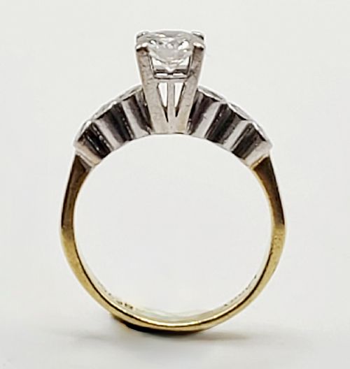 ART DECO RING SET WITH 7 DIAMONDS ON 18CT GOLD SIZE J12 - ADDITIONAL PHOTO 7