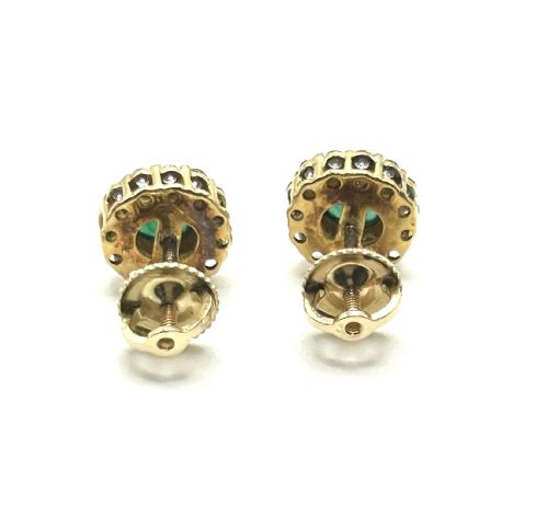 NATURAL EMERALD 14CT GOLD STUD EARRINGS - ADDITIONAL PHOTO 1