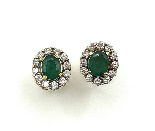NATURAL EMERALD 14CT GOLD STUD EARRINGS - ADDITIONAL PHOTO 3
