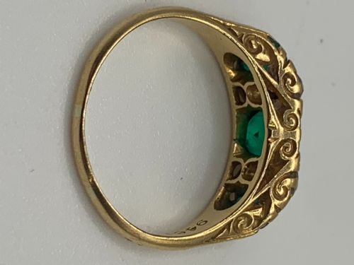 STUNNING VICTORIAN NATURAL EMERALD DIAMOND 18CT GOLD RING SIZE L - ADDITIONAL PHOTO 3