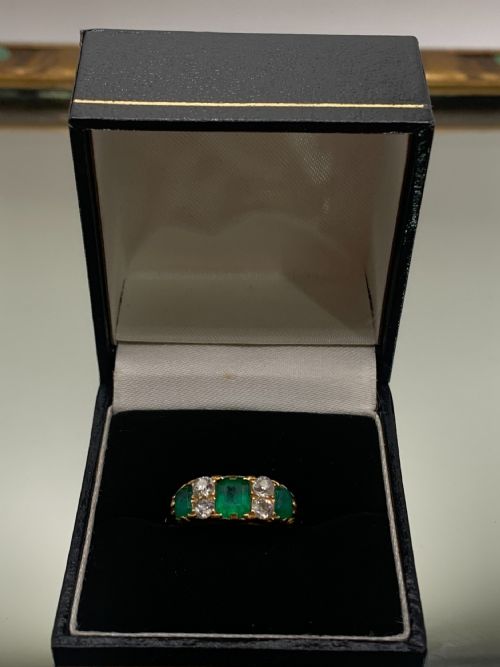 STUNNING VICTORIAN NATURAL EMERALD DIAMOND 18CT GOLD RING SIZE L - ADDITIONAL PHOTO 6