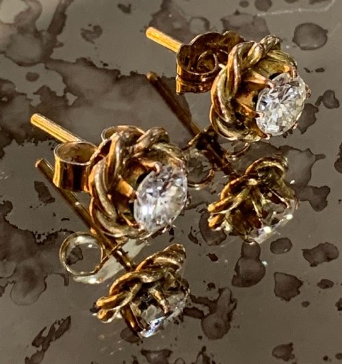 VICTORIAN DIAMOND APPROX 12CT 9CT GOLD STUD EARRINGS - ADDITIONAL PHOTO 7