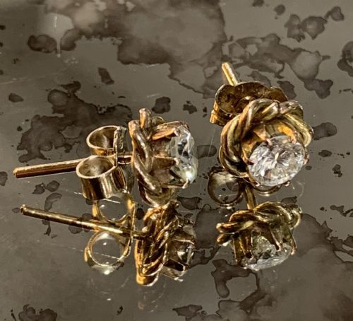 VICTORIAN DIAMOND APPROX 12CT 9CT GOLD STUD EARRINGS - ADDITIONAL PHOTO 6