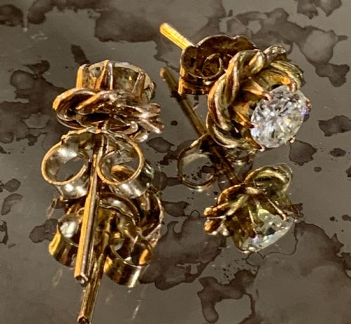 VICTORIAN DIAMOND APPROX 12CT 9CT GOLD STUD EARRINGS - ADDITIONAL PHOTO 4