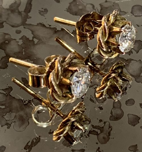 VICTORIAN DIAMOND APPROX 12CT 9CT GOLD STUD EARRINGS - ADDITIONAL PHOTO 8