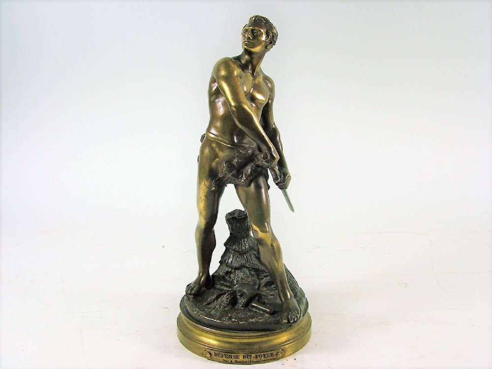 Original French Bronze Swordsman by Adrien Gaudez c1875