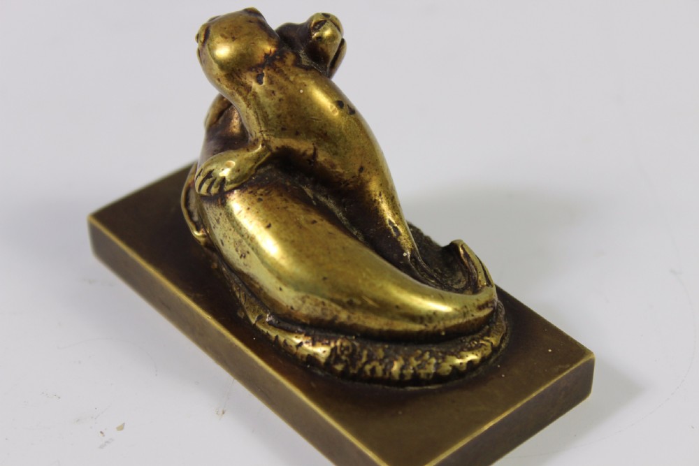 French Bronze of Pair of Seals Paperweight c1900 View IV