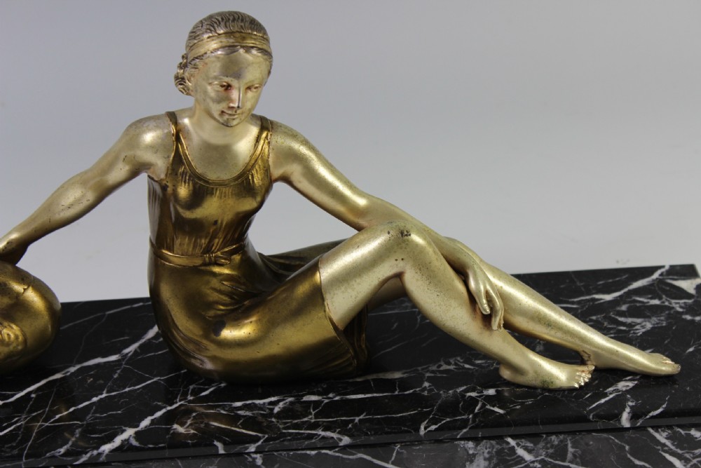 Art Deco French girl with peacock, Circa 1920-30 View II