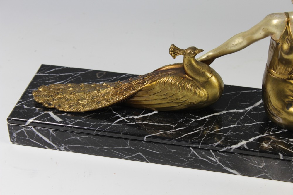Art Deco French girl with peacock, Circa 1920-30 View III