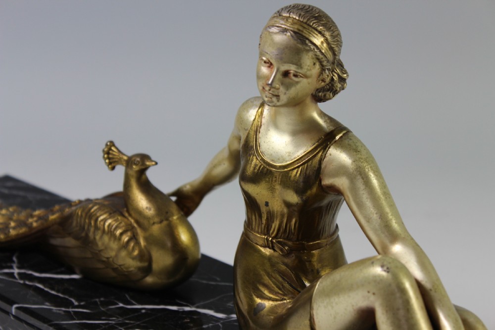 Art Deco French girl with peacock, Circa 1920-30 View VII